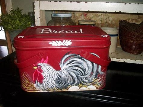 vintage metal bread box with rooster|Vintage Rooster Bread Box .